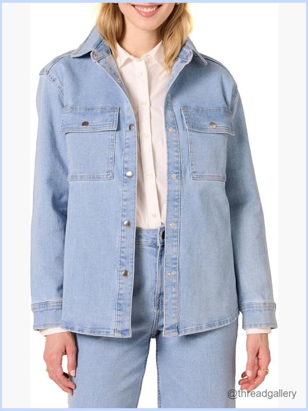 Oversized Heavyweight Denim Shirt Jacket Relaxed Fit Long Sleeve Button